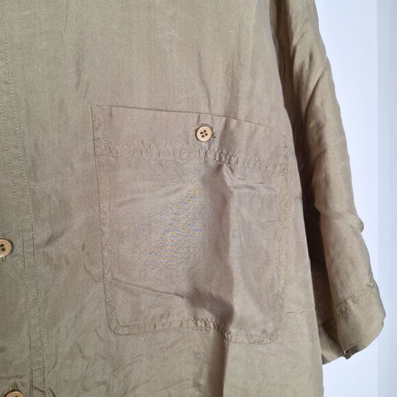 Vintage Montage Silk Shirt Mens Large Brown Lightweight Breathable Casual - Picture 3 of 5